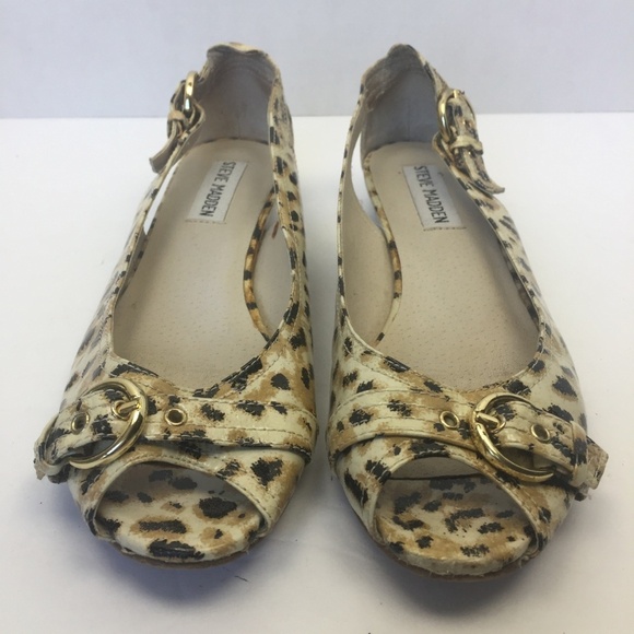 STEVE MADDEN Spirral Animal Print Peep-Toe Flat 6M - Picture 3 of 7